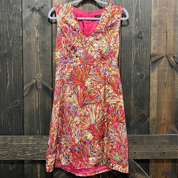 Nanette Lepore Cocktail Dress Size 8 Colorful Vibrant Burst Silk Sleeveless - Picture 1 of 9